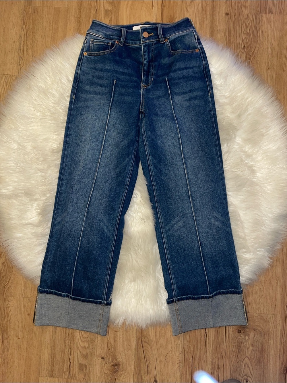 Dear John Indigo Holly Straight Jeans with cropped Cuffed Hem